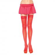 Leg Avenue Sheer Hold Ups with Lace Tops Red