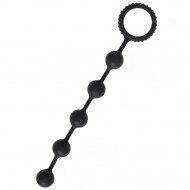 9 Inch Choke Anal Beads with Silver Plating Ring Black