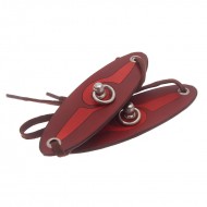 House of Eros Swirl Pattern Red Wrist Cuffs With Swivel Ring