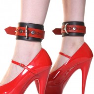 House of Eros Red and Black Tribal Hard Ankle Cuffs