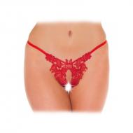 Fancy Red Detailed Open GString