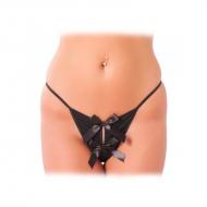 Sexy Black Bow Crotchless GString